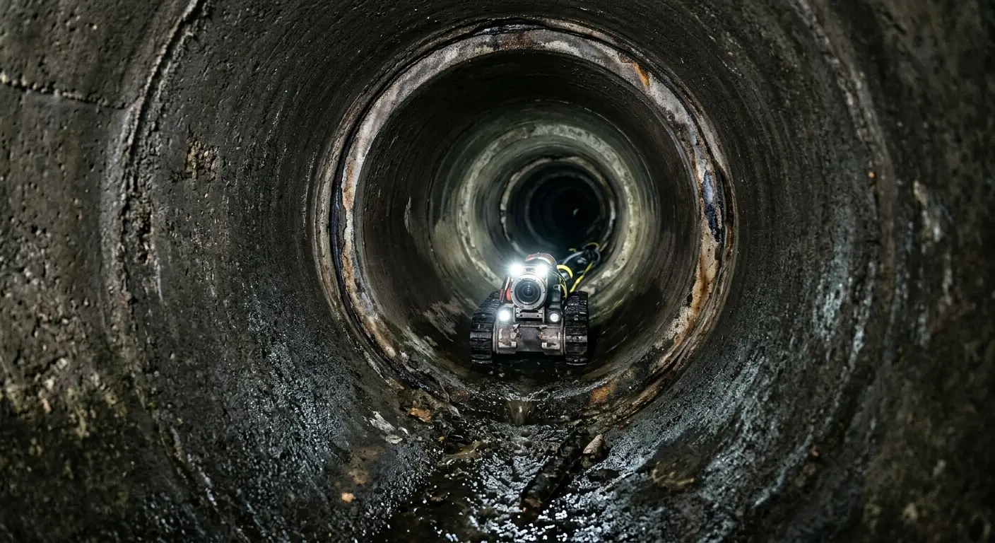 Robotic sewer camera inspecting pipe interior for Sewer Line Repair in Sanford